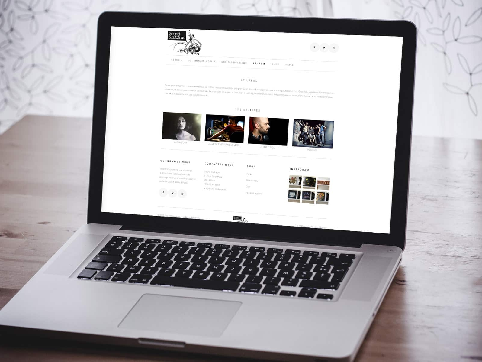 Création du site internet Sound Sculpture par l'agence de communication Bad Monkey